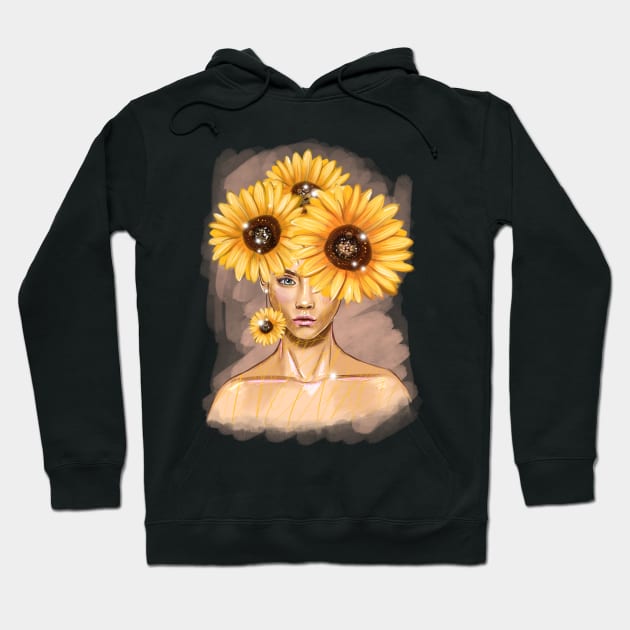 Pretty young girl with flowers in hair. Hoodie by Olena Tyshchenko